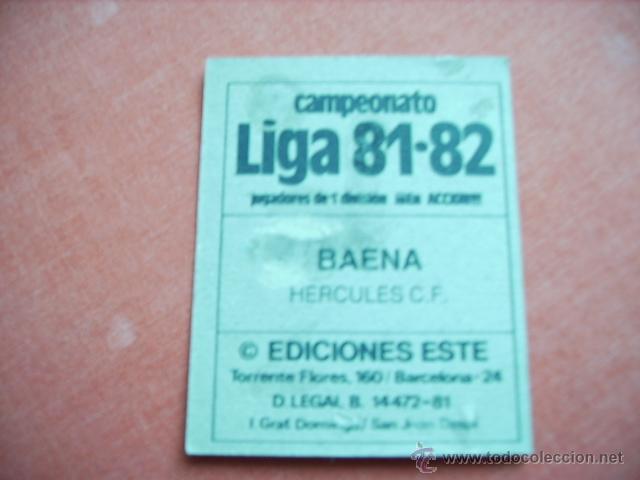 Cromos de f&uacute;tbol: ESTE 81-82 BAENA (HERCULES) DIFICIL - Foto 2
