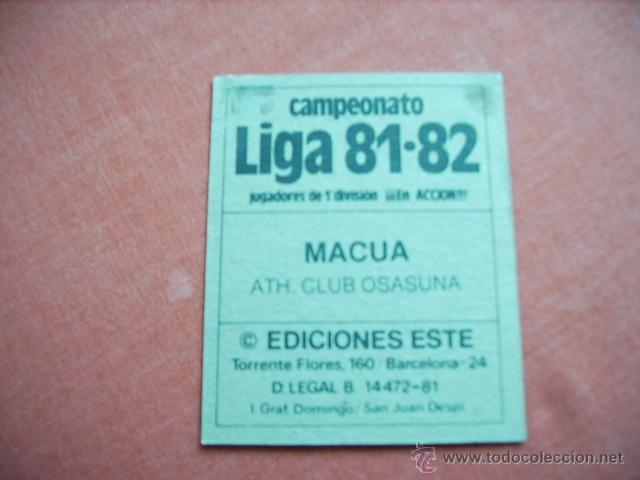 Cromos de f&uacute;tbol: ESTE 81-82 MACUA (OSASUNA) DIFICIL - Foto 2