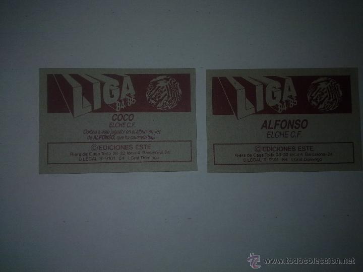 Cromos de f&uacute;tbol: ESTE 84-85  COCO COLOCA Y ALFONSO BAJA  ELCHE - Foto 2