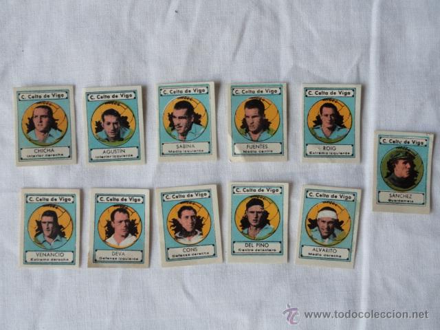 Cromos de F&uacute;tbol: 11 CROMOS PEQUE&Ntilde;O FORMATO. CLUB CELTA DE VIGO. LIGA 1942-1943.