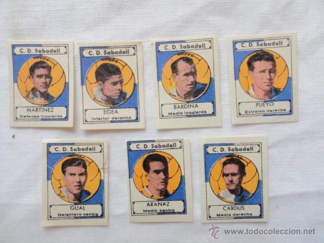 Cromos de F&uacute;tbol: 7 CROMOS PEQUE&Ntilde;O FORMATO. CLUB DEPORTIVO SABADELL. LIGA 1942-1943.