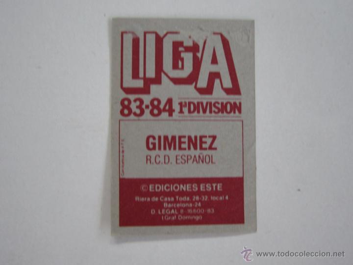 Cromos de f&uacute;tbol: ESTE 83-84  GIMENEZ  ESPA&Ntilde;OL 1983-1984 - Foto 2