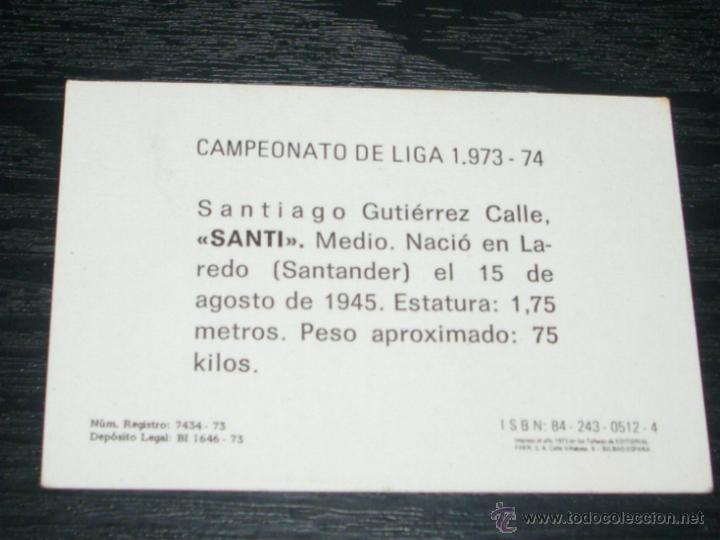 Cromos de f&uacute;tbol: -FHER 73-74 : SANTI  ( SANTANDER ) - Foto 2