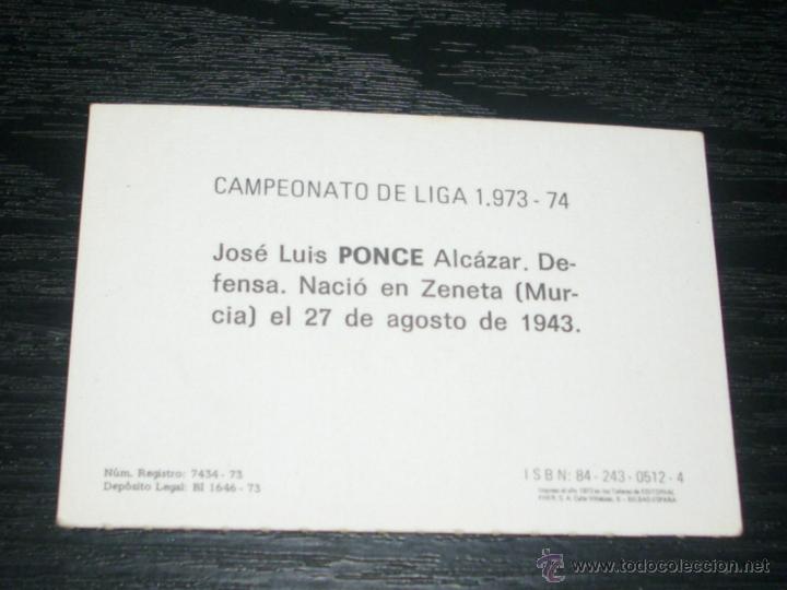Cromos de f&uacute;tbol: -FHER 73-74 : PONCE  ( MURCIA ) - Foto 2