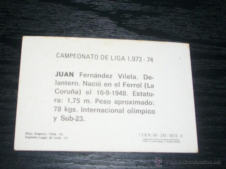 Cromos de f&uacute;tbol: -FHER 73-74 : JUAN  ( CELTA ) - Foto 2