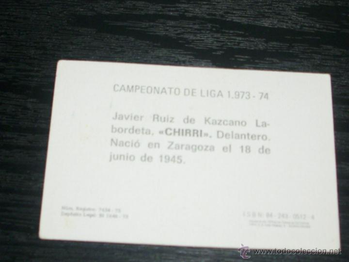 Cromos de f&uacute;tbol: -FHER 73-74 : CHIRRI  ( GRANADA ) - Foto 2