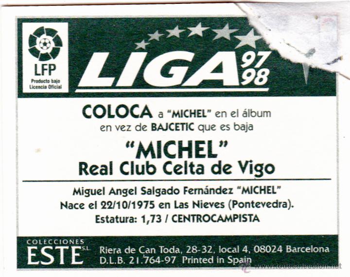 Cromos de f&uacute;tbol: ESTE 97/98 MICHEL COLOCA DEL CELTA ( LEVE VENTANILLA EN ESQUINA)(A-9) - Foto 2
