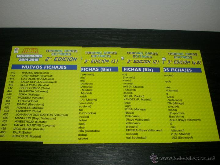 Football Stickers: -MEGACRACKS 14-15 : LAS 4 FICHAS INDICES , ( INDICE 2 EDICION - 3 EDICION ( 1 ) , ( 2 ) ,( 3 ) .)