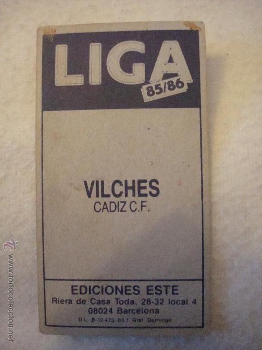 Cromos de f&uacute;tbol: 85-86 ESTE. VILCHES CADIZ  DIFICIL. - Foto 2