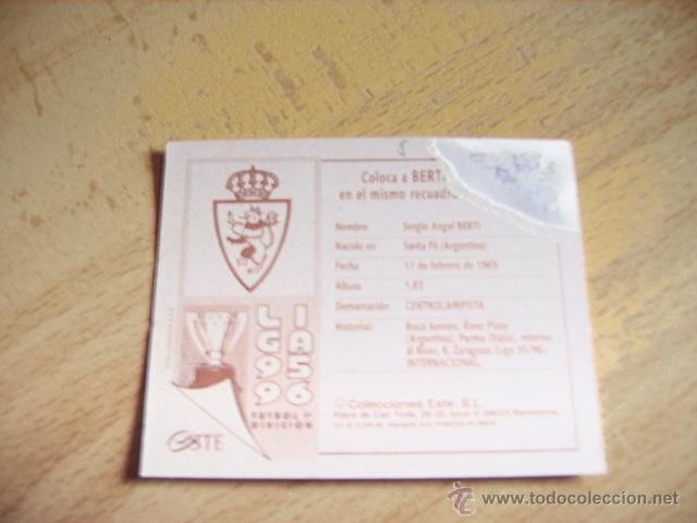 Cromos de f&uacute;tbol: ED. ESTE 95-96 COLOCA BERTI ( ZARAGOZA ) VENTANILLA - Foto 2