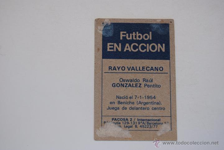 Cromos de f&uacute;tbol: CROMO PACOSA 2 GONZALEZ RAYO VALLECANO - Foto 2