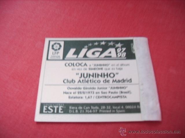 Cromos de f&uacute;tbol: ED. ESTE 97-98  COLOCA  JUNINHO (AT.MADRID )  VENTANILLA - Foto 2