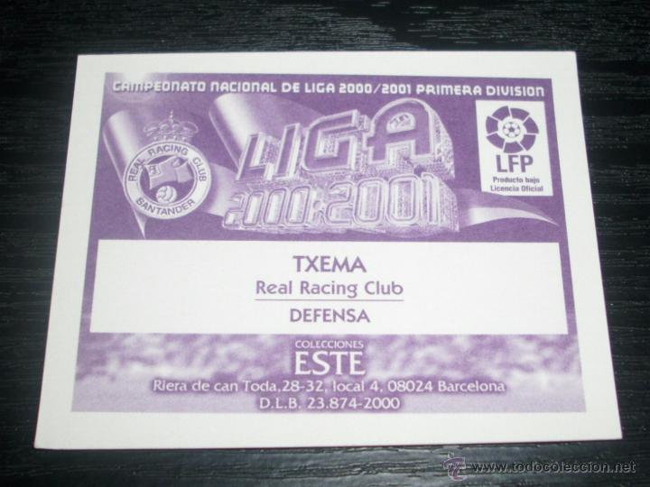 Cromos de f&uacute;tbol: -ESTE 00-01 : TXEMA  ( SANTANDER ) - Foto 2