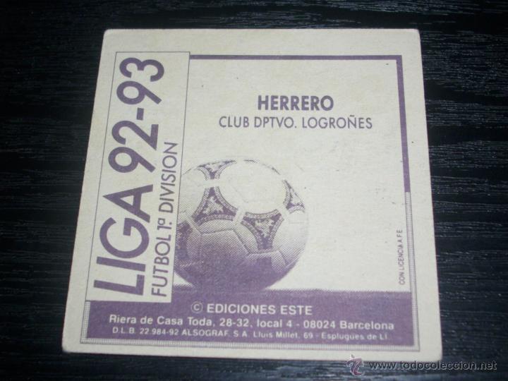 Cromos de f&uacute;tbol: -ESTE 92-93 : HERRERO  ( LOGRO&Ntilde;ES ) - Foto 2