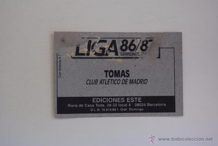 Cromos de f&uacute;tbol: CROMO ESTE 1986-87 TOMAS AT.MADRID - Foto 2