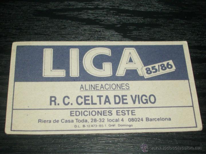 Cromos de f&uacute;tbol: -ESTE 85-86 : ALINEACION  ( CELTA ) - Foto 2