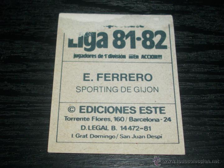 Cromos de f&uacute;tbol: -ESTE 81-82 : FERRERO  ( GIJON ) - Foto 2