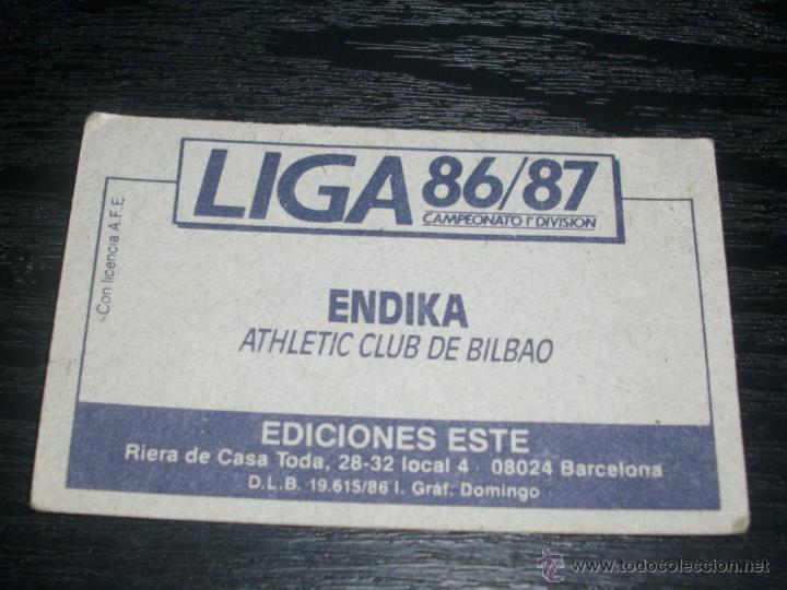 Cromos de f&uacute;tbol: -ESTE 86-87 : ENDIKA  ( ATH.BILBAO ) - Foto 2