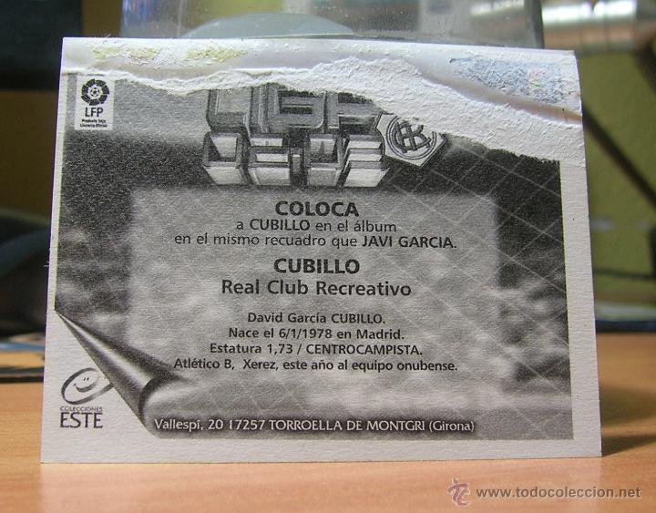 Cromos de f&uacute;tbol: EDICIONES ESTE 2002-2003  02 03  CUBILLO  (COLOCA) RECREATIVO  VENTANILLA LEER - Foto 2