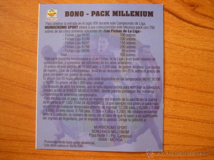 Cromos de Futebol: MUNDICROMO FICHAS LIGA 2001 BONO PACK MILLENIUM - LEER DESCRIPCION cromo futbol album
