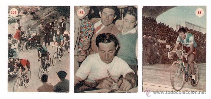 Cromos de f&uacute;tbol: ESCENAS DEPORTIVAS DE TODO EL MUNDO , EDITORIAL FHER 1953, CICLISMO N&ordm;  88-104-138. NUNCA PEGADOS