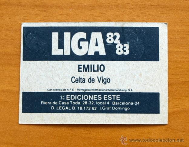 Cromos de f&uacute;tbol: Celta - Emilio - Ediciones Este 1982-1983, 82-83 - Foto 2
