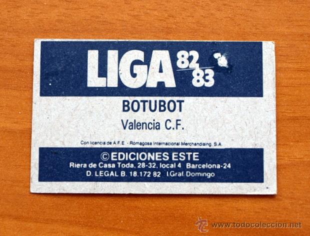Cromos de f&uacute;tbol: Valencia - Botubot - Ediciones Este 1982-1983, 82-83 - Foto 2