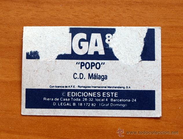 Cromos de f&uacute;tbol: M&aacute;laga - Popo - Ediciones Este 1982-1983, 82-83 - Foto 2