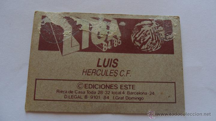 Cromos de f&uacute;tbol: este 84-85 hercules c.f luis - Foto 2