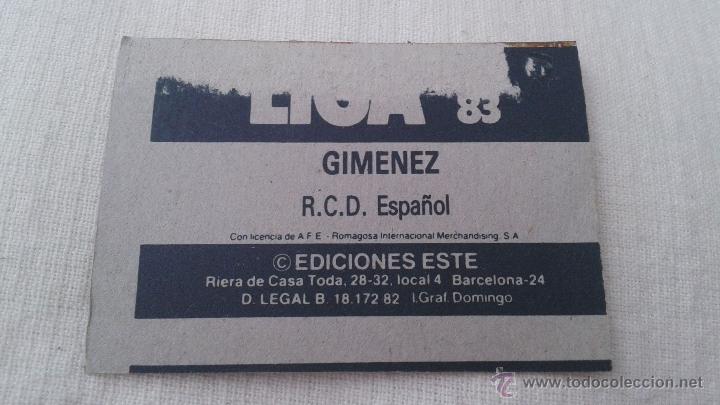 Cromos de f&uacute;tbol: 82-83 ESTE. CLARO ERROR DE CORTE GIMENEZ ESPA&Ntilde;OL - Foto 2