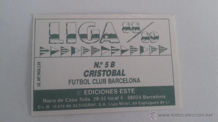 Cromos de f&uacute;tbol: 88-89 ESTE. NUNCA PEGADO CRISTOBAL BARCELONA. - Foto 2