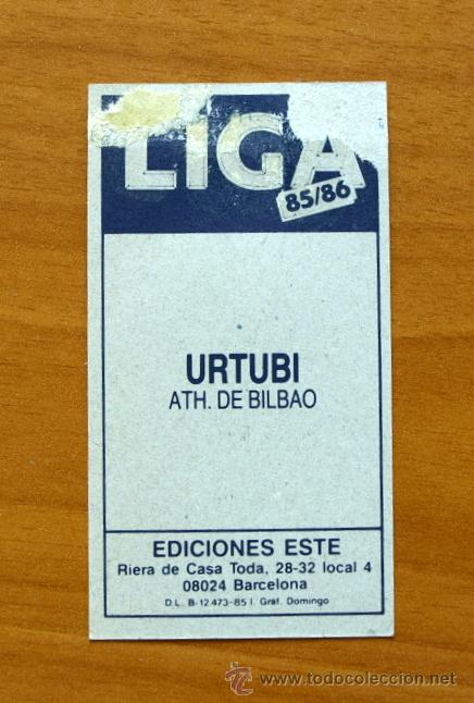 Cromos de f&uacute;tbol: Athletic de Bilbao - Urtubi - Ediciones Este 1985-1986, 85-86 - Foto 2