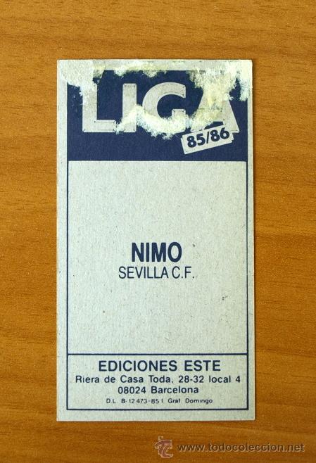Cromos de f&uacute;tbol: Sevilla - Nimo - Ediciones Este 1985-1986, 85-86 - Foto 2