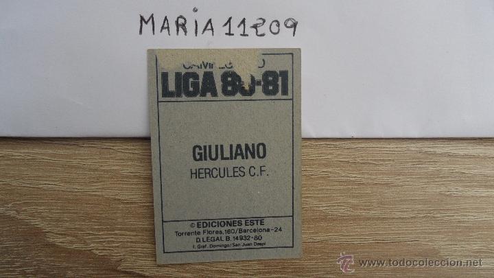 Cromos de f&uacute;tbol: giuliano hercules este 80 81 - Foto 2