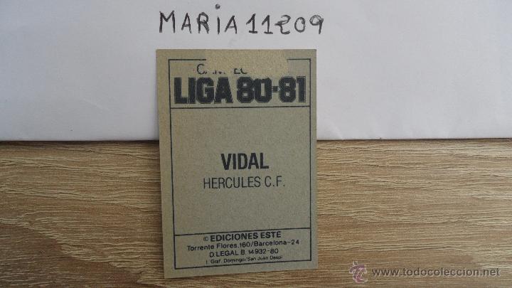 Cromos de f&uacute;tbol: vidal hercules este 80 81 - Foto 2