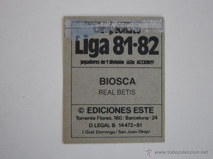 Cromos de f&uacute;tbol: ESTE 81-82  BIOSCA  BETIS D 1981-1982 - Foto 2