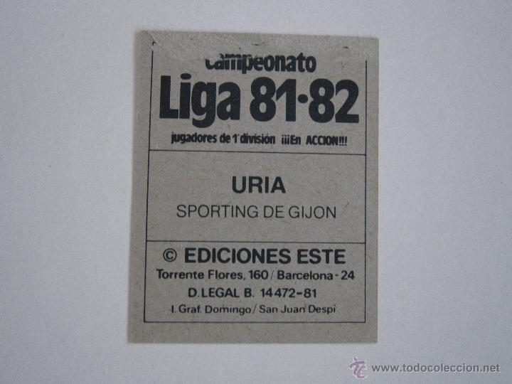 Cromos de f&uacute;tbol: ESTE 81-82  URIA  SPORTING GIJON D 1981-1982 - Foto 2