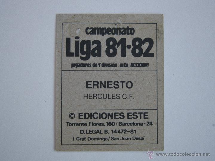 Cromos de f&uacute;tbol: ESTE 81-82  ERNESTO  HERCULES D 1981-1982 - Foto 2