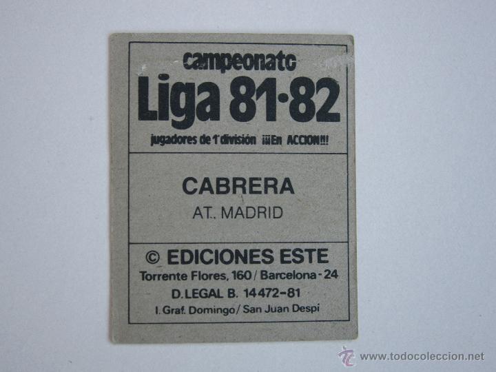 Cromos de f&uacute;tbol: ESTE 81-82 CABRERA ATLETICO MADRID D 1981-1982 - Foto 2