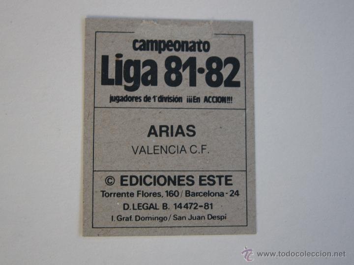 Cromos de f&uacute;tbol: ESTE 81-82 ARIAS VALENCIA D 1981-1982 - Foto 2