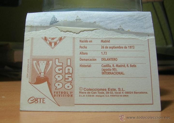 Cromos de f&uacute;tbol: EDICIONES ESTE 1995-1996  95 96  ALFONSO  (COLOCA)  BETIS  VENTANILLA  LEER - Foto 2