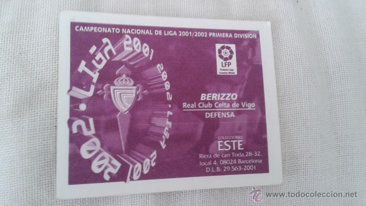 Cromos de f&uacute;tbol: 01-02 ESTE. BERIZZO CELTA. IMPRESI&Oacute;N OSCURECIDA. - Foto 3