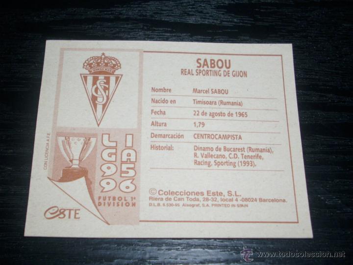 Cromos de f&uacute;tbol: -ESTE 95-96 : SABOU  ( GIJON ) - Foto 2
