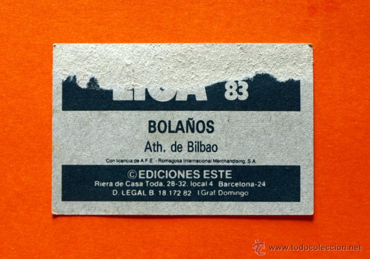 Cromos de f&uacute;tbol: ATHL&Eacute;TIC DE BILBAO - BOLA&Ntilde;OS - 1982-1983, 82-83 - EDICIONES ESTE - - Foto 2