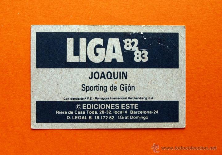 Cromos de f&uacute;tbol: SPORTING DE GIJON - JOAQUIN - 1982-1983, 82-83 - EDICIONES ESTE - - Foto 2