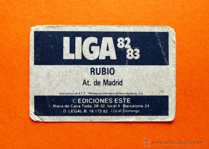 Cromos de f&uacute;tbol: ATL&Eacute;TICO DE MADRID - RUBIO - 1982-1983, 82-83 - EDICIONES ESTE - - Foto 2