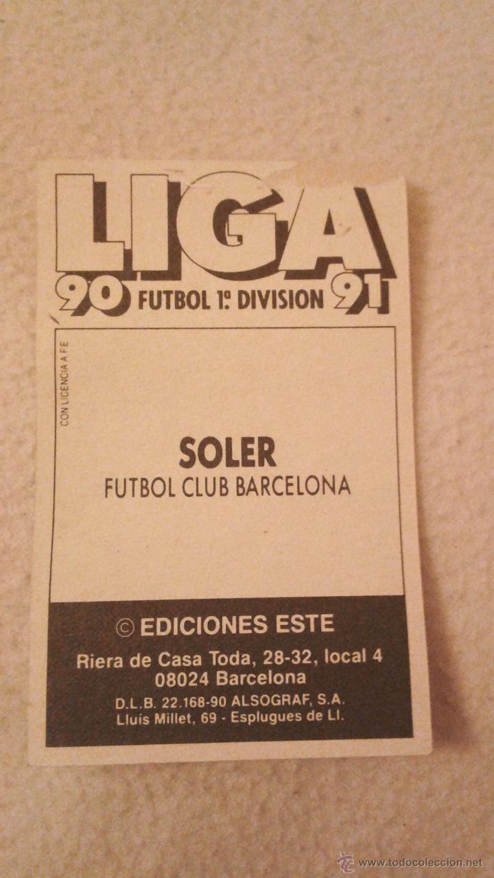 Cromos de f&uacute;tbol: 90/91 ESTE. BARCELONA SOLER - Foto 2