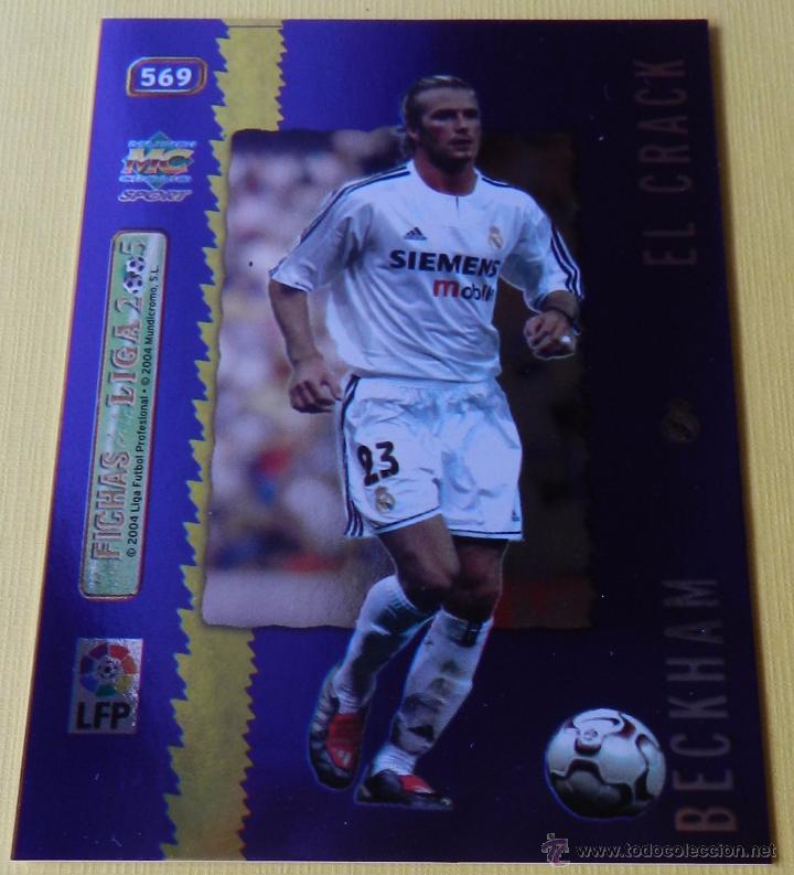 Cromos de f&uacute;tbol: 569 BECKHAM (REAL MADRID) FICHA BRILLANTE AZUL MUNDICROMO 2004 2005 LIGA MC 04 05 METALCARD BRILLO