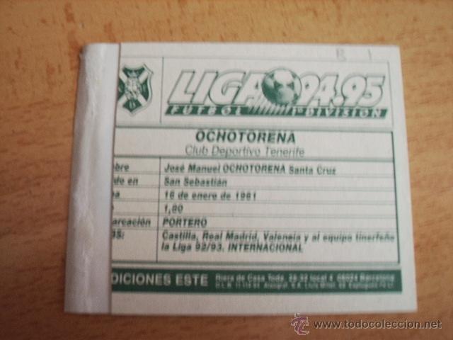 Cromos de f&uacute;tbol: ED. ESTE  94-95  BAJA  OCHOTORENA ( TENERIFE )  VENTANILLA - Foto 2