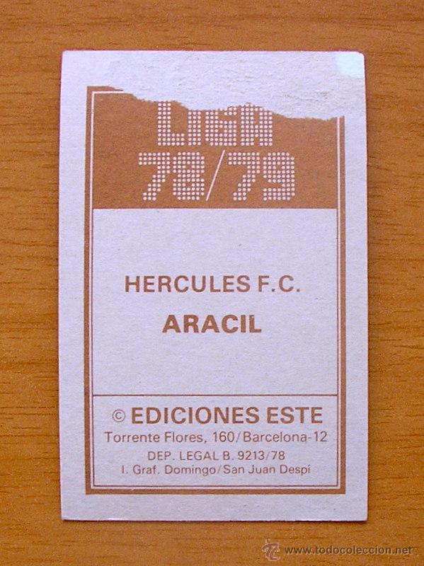 Cromos de f&uacute;tbol: H&eacute;rcules - Aracil - Ediciones Este 1978-1979, 78-79 - Foto 2